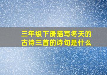 三年级下册描写冬天的古诗三首的诗句是什么