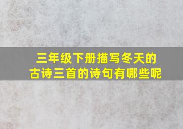 三年级下册描写冬天的古诗三首的诗句有哪些呢