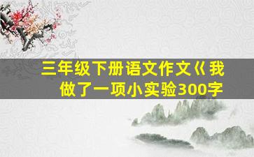 三年级下册语文作文巜我做了一项小实验300字