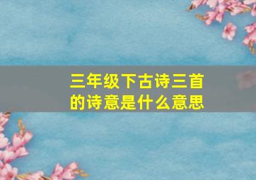 三年级下古诗三首的诗意是什么意思