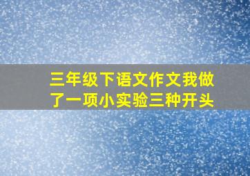 三年级下语文作文我做了一项小实验三种开头