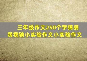 三年级作文250个字猜猜我我猜小实验作文小实验作文