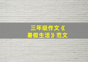 三年级作文《暑假生活》范文