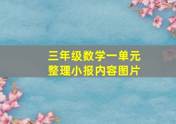 三年级数学一单元整理小报内容图片