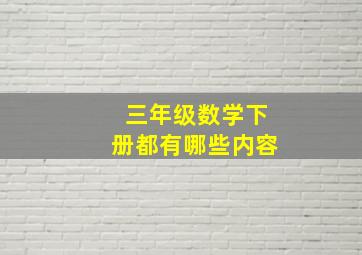 三年级数学下册都有哪些内容