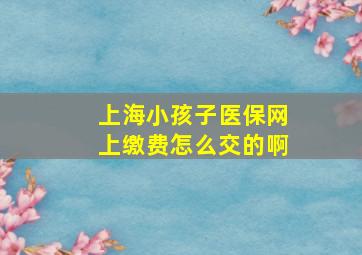 上海小孩子医保网上缴费怎么交的啊