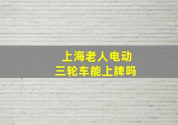 上海老人电动三轮车能上牌吗