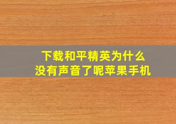 下载和平精英为什么没有声音了呢苹果手机