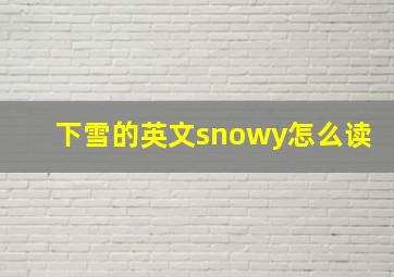 下雪的英文snowy怎么读