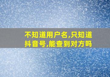 不知道用户名,只知道抖音号,能查到对方吗