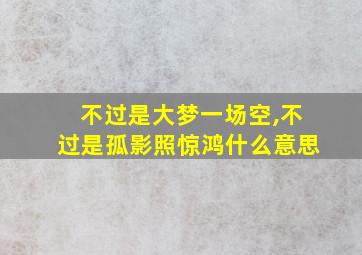 不过是大梦一场空,不过是孤影照惊鸿什么意思