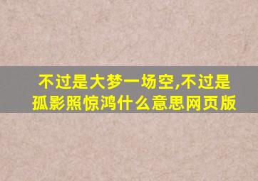 不过是大梦一场空,不过是孤影照惊鸿什么意思网页版