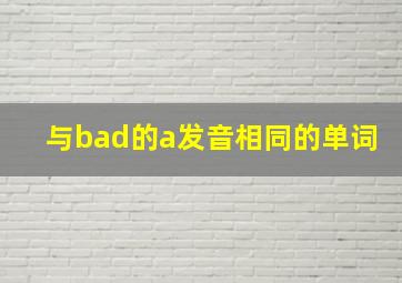 与bad的a发音相同的单词