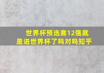 世界杯预选赛12强就是进世界杯了吗对吗知乎