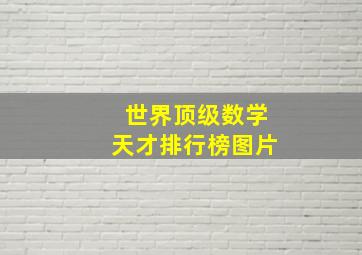 世界顶级数学天才排行榜图片