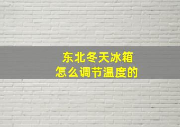 东北冬天冰箱怎么调节温度的