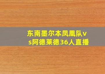 东南墨尔本凤凰队vs阿德莱德36人直播