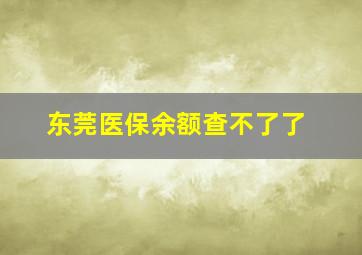 东莞医保余额查不了了