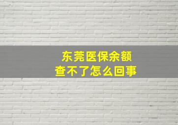 东莞医保余额查不了怎么回事