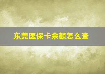 东莞医保卡余额怎么查