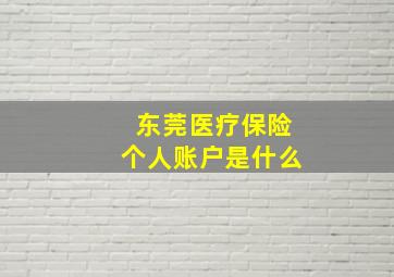 东莞医疗保险个人账户是什么