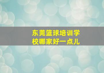 东莞篮球培训学校哪家好一点儿