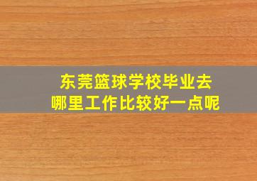 东莞篮球学校毕业去哪里工作比较好一点呢