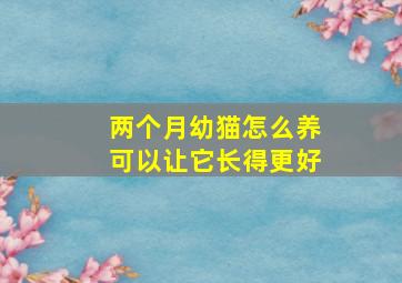 两个月幼猫怎么养可以让它长得更好