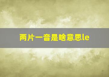 两片一音是啥意思le