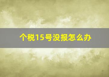 个税15号没报怎么办