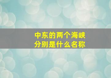 中东的两个海峡分别是什么名称