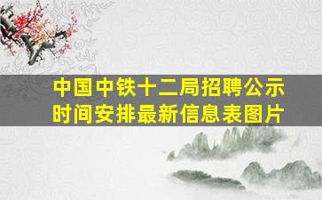 中国中铁十二局招聘公示时间安排最新信息表图片