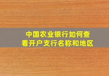 中国农业银行如何查看开户支行名称和地区