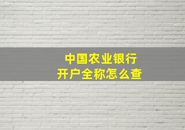 中国农业银行开户全称怎么查