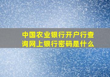 中国农业银行开户行查询网上银行密码是什么