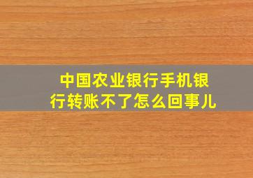 中国农业银行手机银行转账不了怎么回事儿