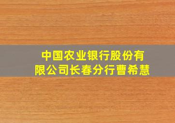 中国农业银行股份有限公司长春分行曹希慧