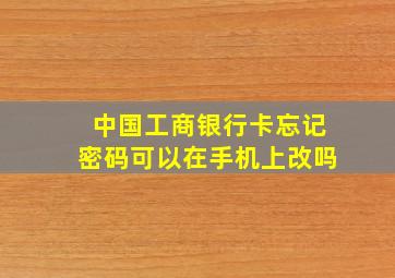 中国工商银行卡忘记密码可以在手机上改吗