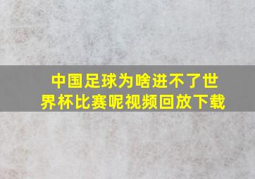 中国足球为啥进不了世界杯比赛呢视频回放下载