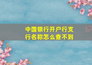 中国银行开户行支行名称怎么查不到