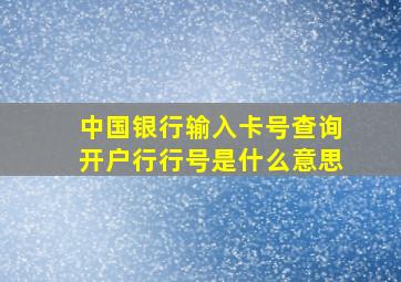 中国银行输入卡号查询开户行行号是什么意思