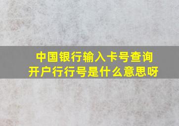 中国银行输入卡号查询开户行行号是什么意思呀