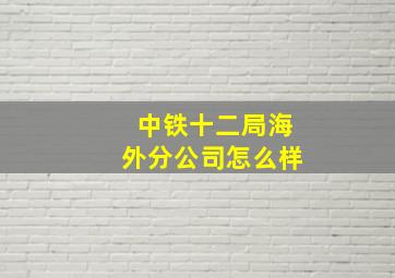 中铁十二局海外分公司怎么样