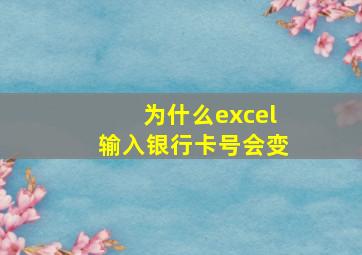 为什么excel输入银行卡号会变