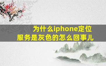 为什么iphone定位服务是灰色的怎么回事儿