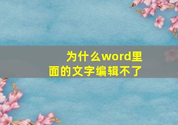 为什么word里面的文字编辑不了