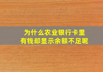 为什么农业银行卡里有钱却显示余额不足呢