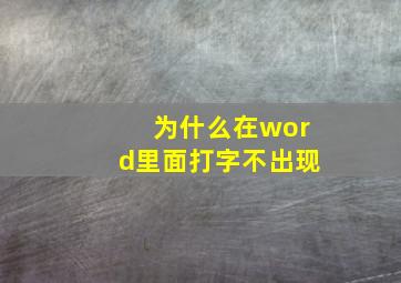 为什么在word里面打字不出现