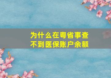 为什么在粤省事查不到医保账户余额