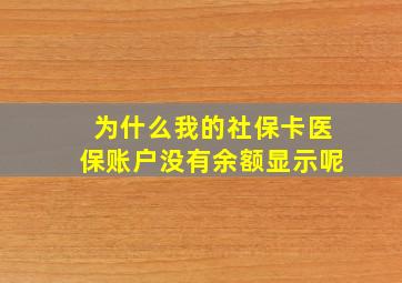 为什么我的社保卡医保账户没有余额显示呢